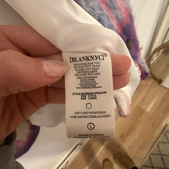 NWT Blank NYC Prime Time Pink and Purple Plaid Coat - Picture 8 of 8